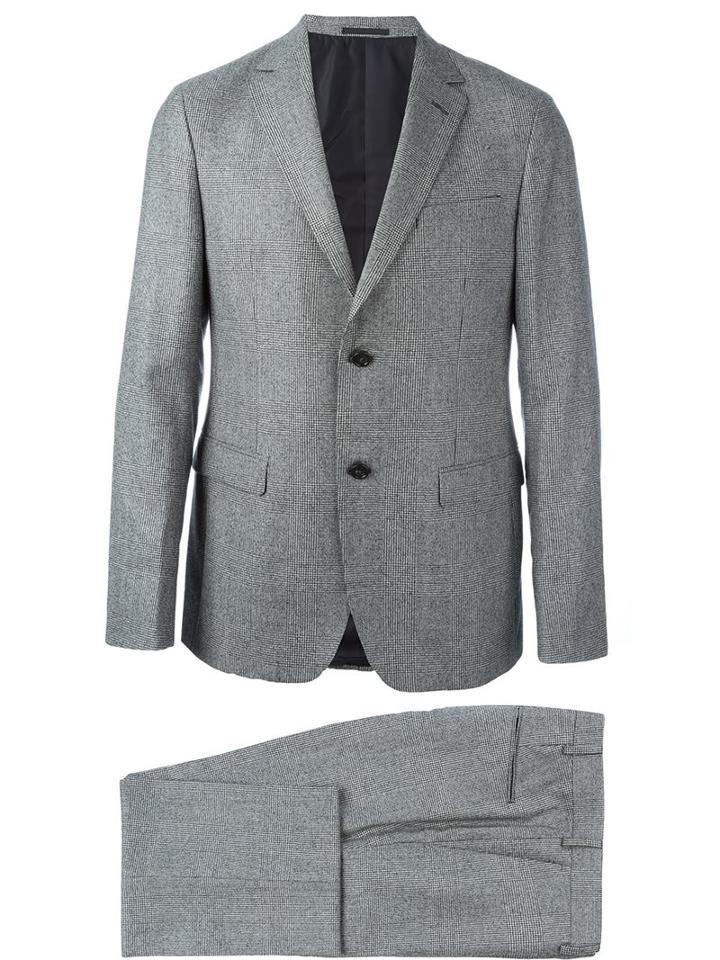 Z Zegna Notched Lapel Formal Suit, Men's, Size: 46, Grey, Cupro/wool