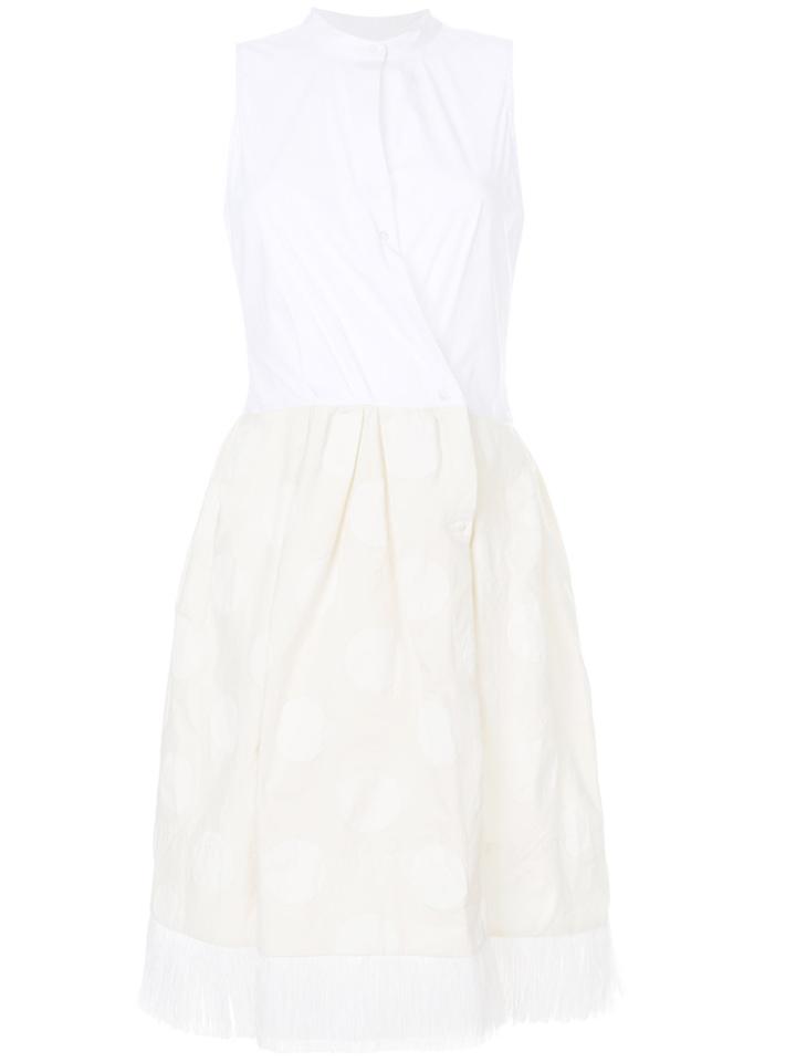 Sara Roka Mandarin Collar Shirt Dress - White