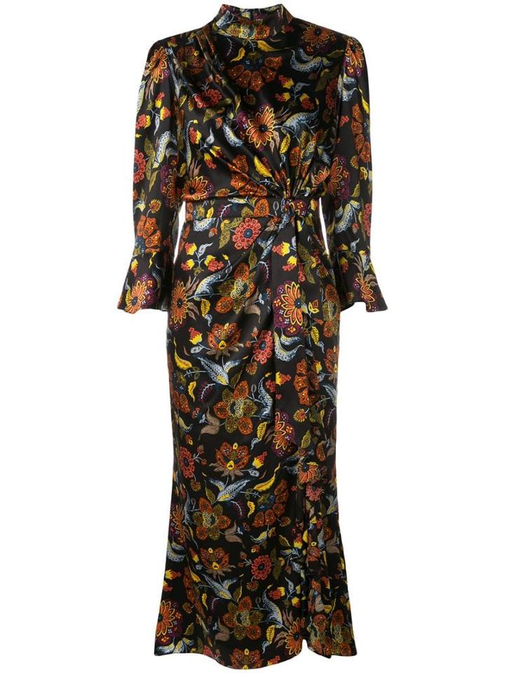 Cinq A Sept Floral Print Midi Dress - Black