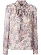 Giambattista Valli Printed Tie Neck Blouse - Pink & Purple