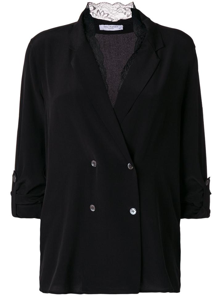 Equipment Lace Inserts Blouse - Black