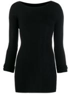 Rick Owens Longline Boat Neck Top - Black