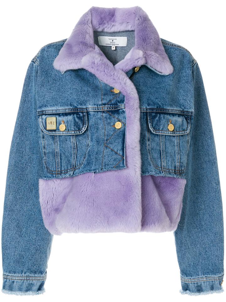 Natasha Zinko Cropped Panelled Denim Jacket - Blue