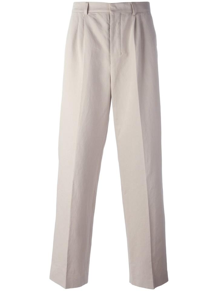 Ami Alexandre Mattiussi Double Pleat Wide Leg Trousers - Nude &