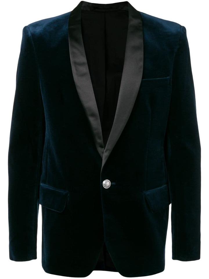 Balmain Shawl Lapel Suit Jacket - Blue