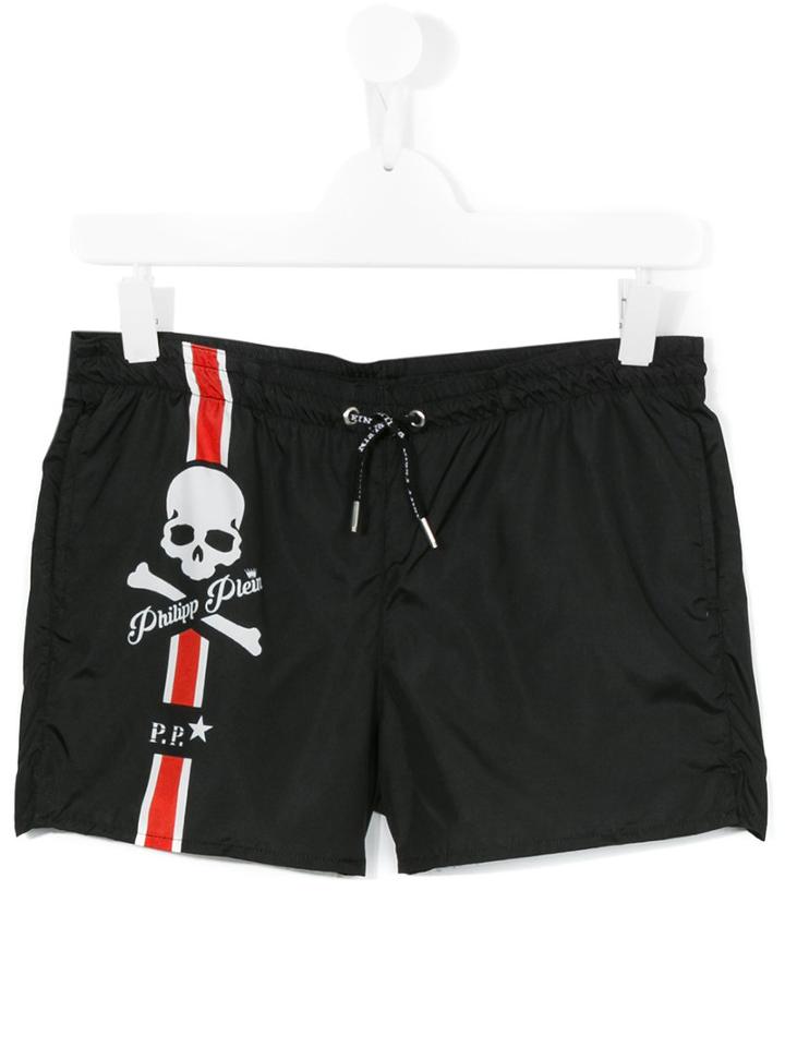 Philipp Plein Kids Logo Print Swim Shorts, Boy's, Size: 14 Yrs, Black