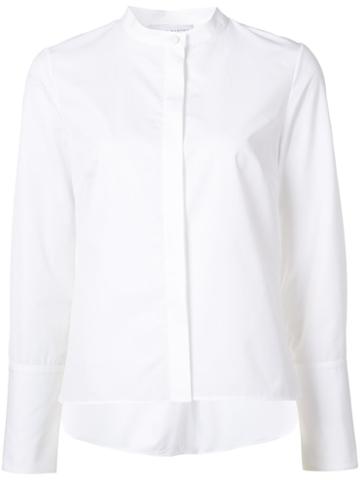 Nellie Partow Concealed Button Mandarin Collar Shirt, Women's, Size: 6, White, Cotton