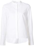 Nellie Partow Concealed Button Mandarin Collar Shirt, Women's, Size: 6, White, Cotton