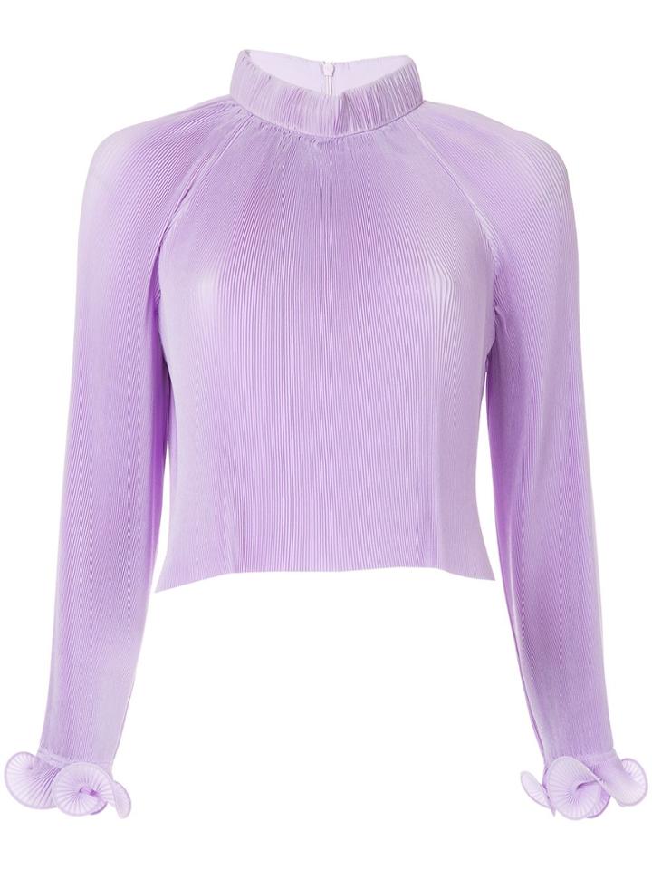 Tibi Ruffle Sleeve Top - Pink & Purple