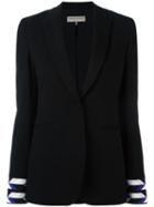 Emilio Pucci Printed Cuffs Blazer, Women's, Size: 40, Black, Viscose/silk