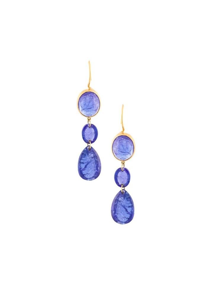 Marie Helene De Taillac Triple Stones Earrings, Women's, Blue