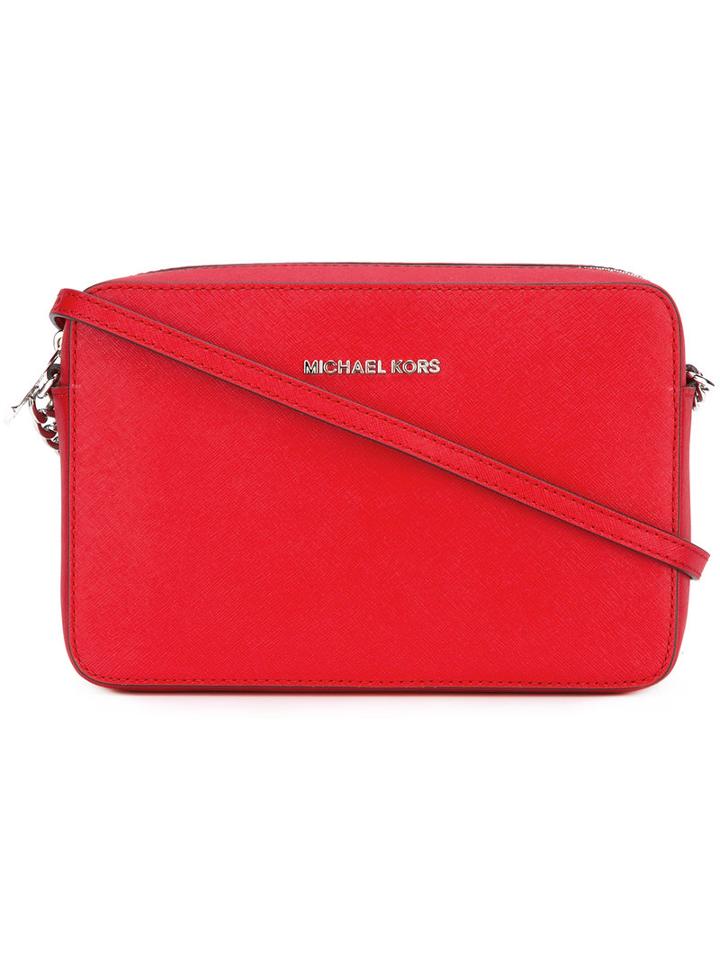 Michael Michael Kors Jet Set Travel Crossbody Bag, Women's, Red, Calf Leather