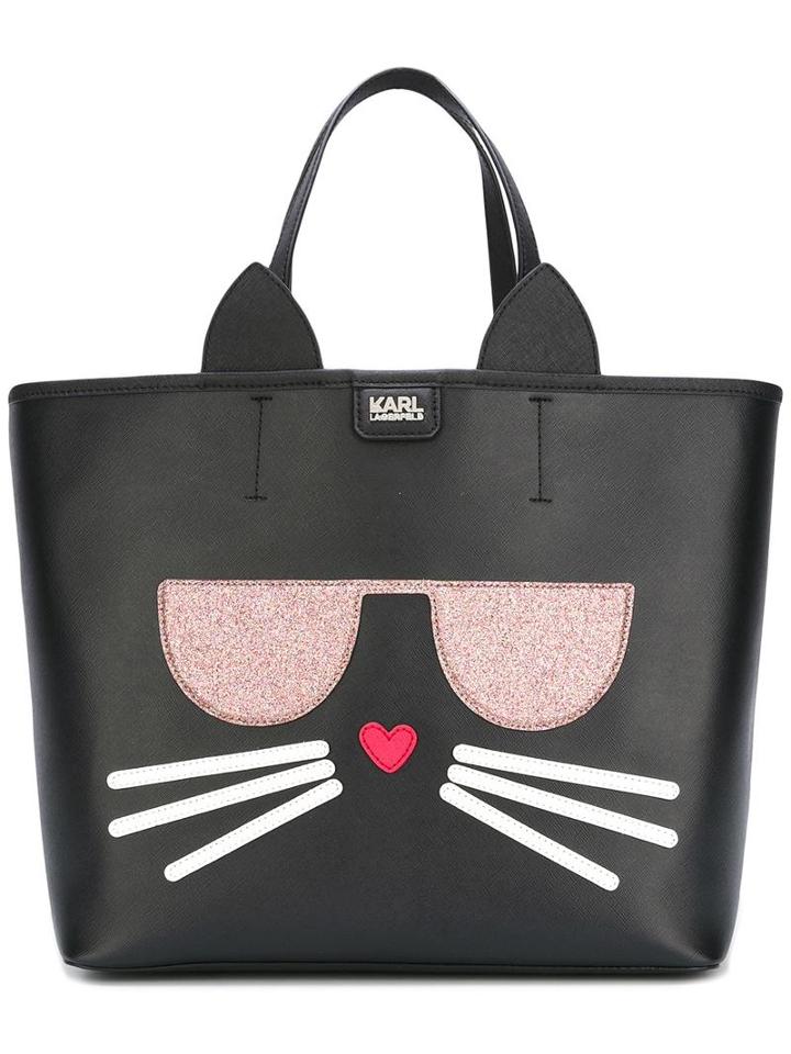Karl Lagerfeld Cat Motif Large Tote, Women's, Black