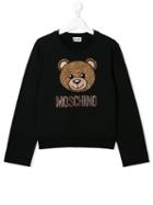 Moschino Kids Teen Toy Bear Crystal Embellished Sweatshirt - Black