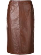 Christian Wijnants Cracked Effect Pencil Skirt - Brown