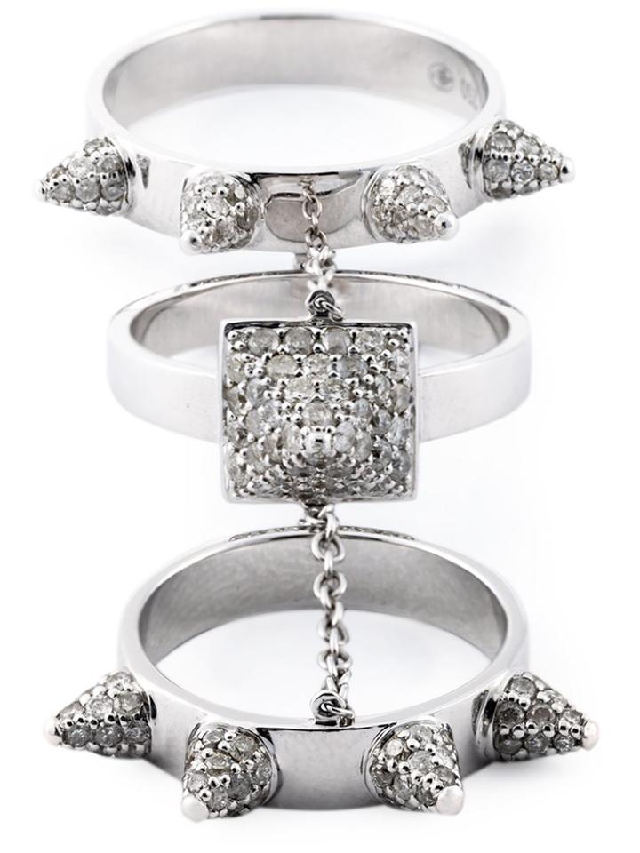 Elise Dray Diamond Three-piece 'piccadilly' Ring - Metallic