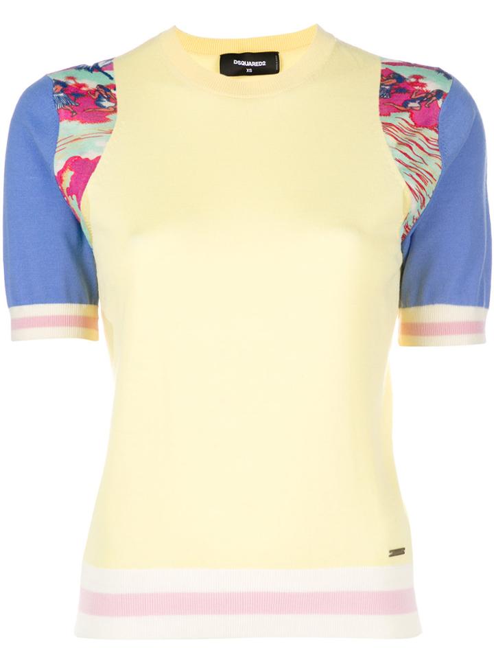 Dsquared2 Short Sleeve Knitted Top - Yellow & Orange