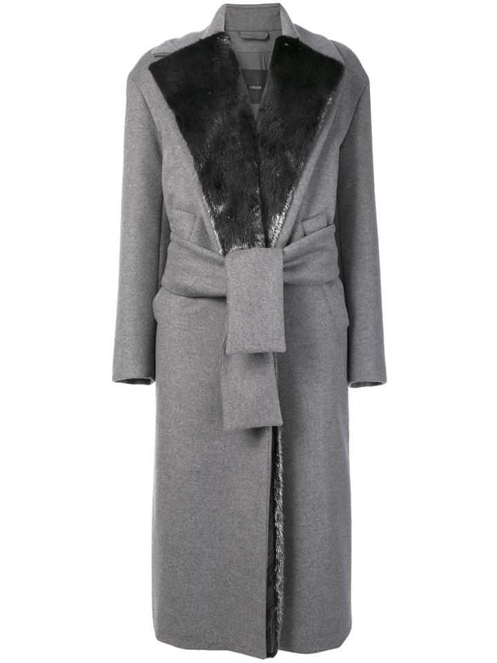 Max Mara Belted Single-breasted Coat - Grey