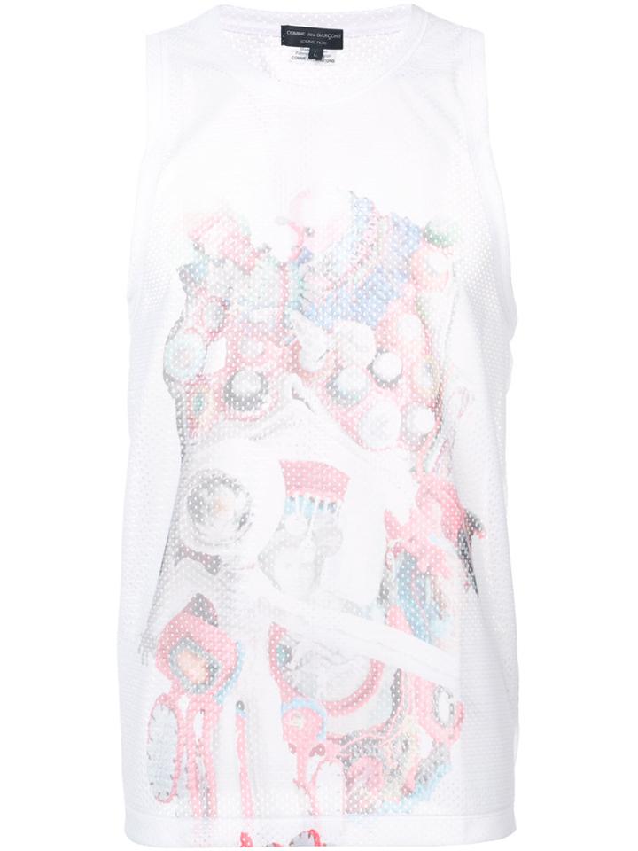 Comme Des Garçons Homme Plus Printed Tank - White