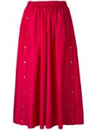 Kenzo Press Stud Midi Skirt - Red