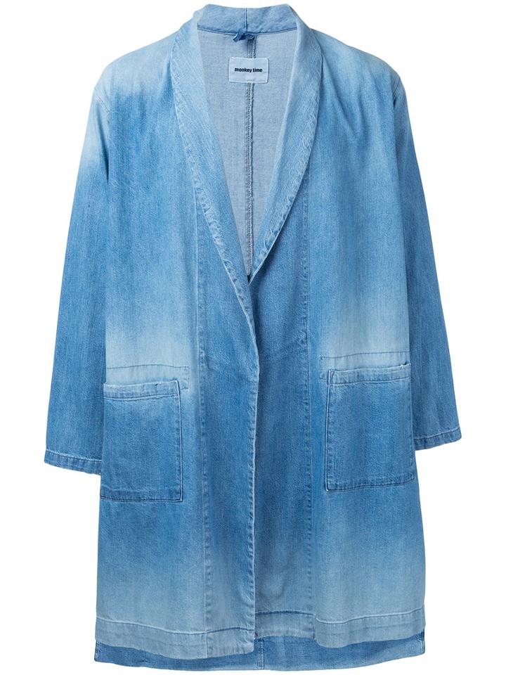 Monkey Time - Longline Denim Jacket - Men - Cotton - L, Blue, Cotton