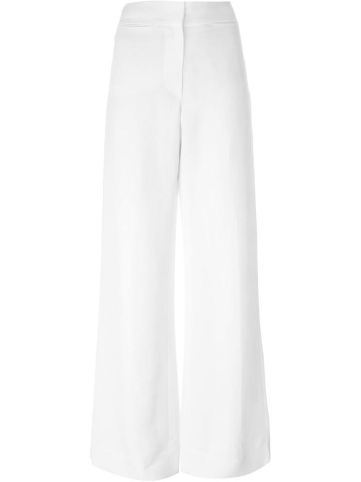 Ann Demeulemeester Wide Flare High Waist Palazzo Pants, Women's, Size: 36, White, Linen/flax/nylon/cotton/rayon