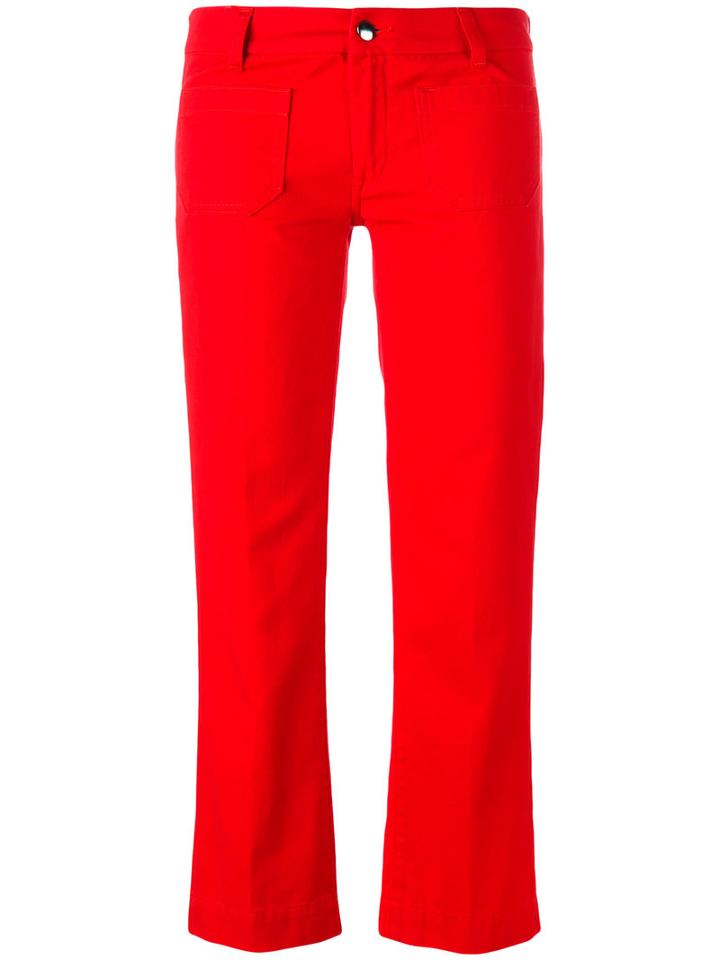 The Seafarer Straight Cropped Jeans, Women's, Size: 28, Red, Cotton