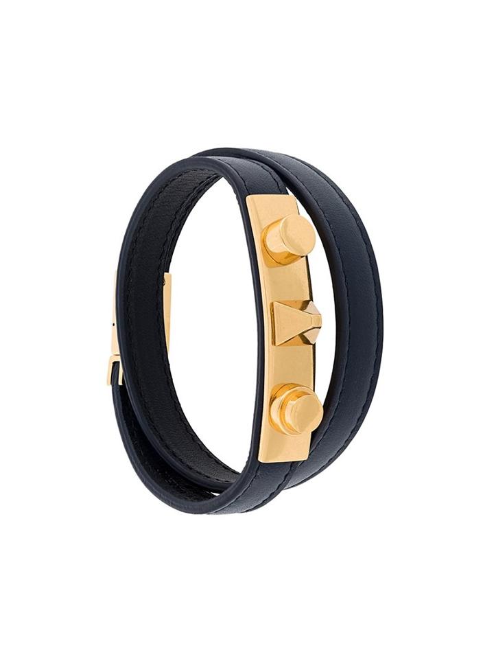 Saint Laurent 'le Trois Clous' Double Wrap Bracelet, Women's, Size: Large, Blue