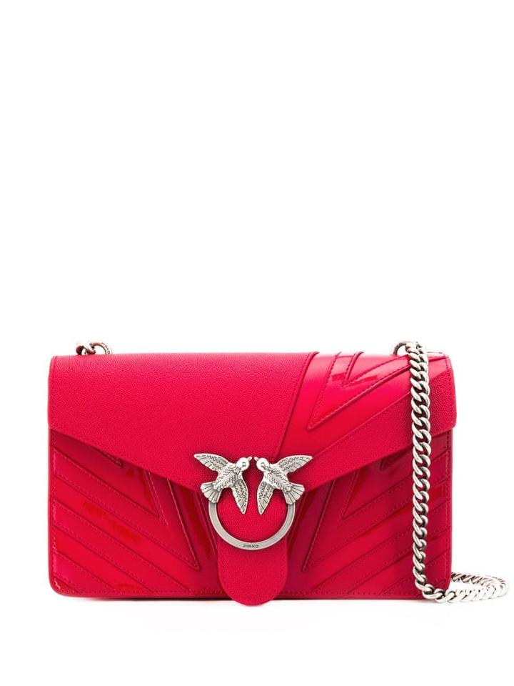 Pinko Love Bird Chevron Shoulder Bag - Red