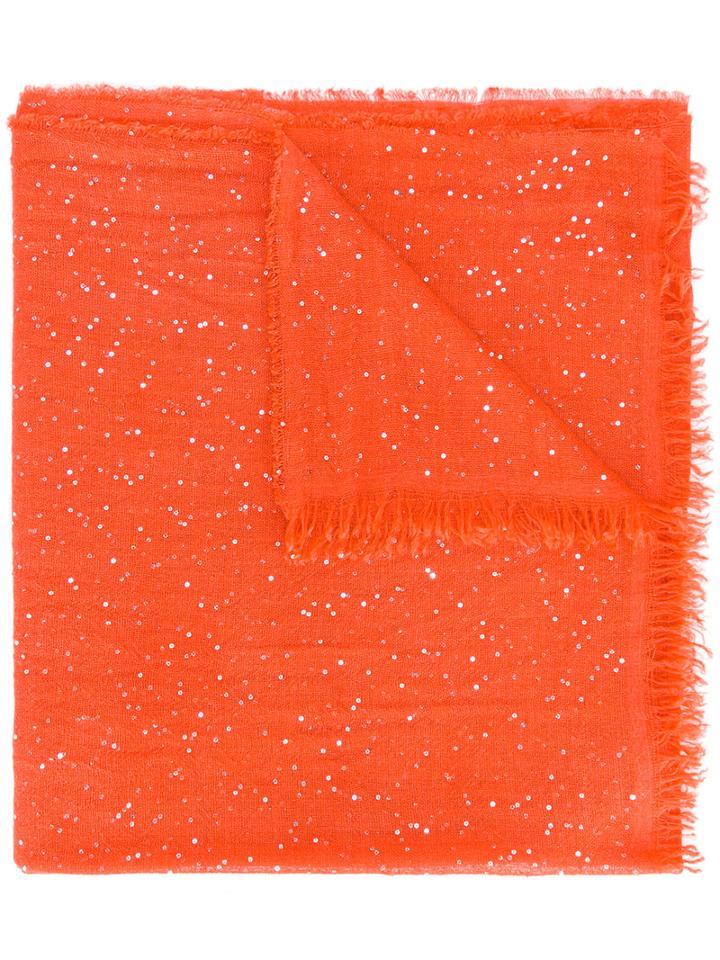 Faliero Sarti Sequin Embellished Scarf, Women's, Yellow/orange, Silk/cashmere/virgin Wool