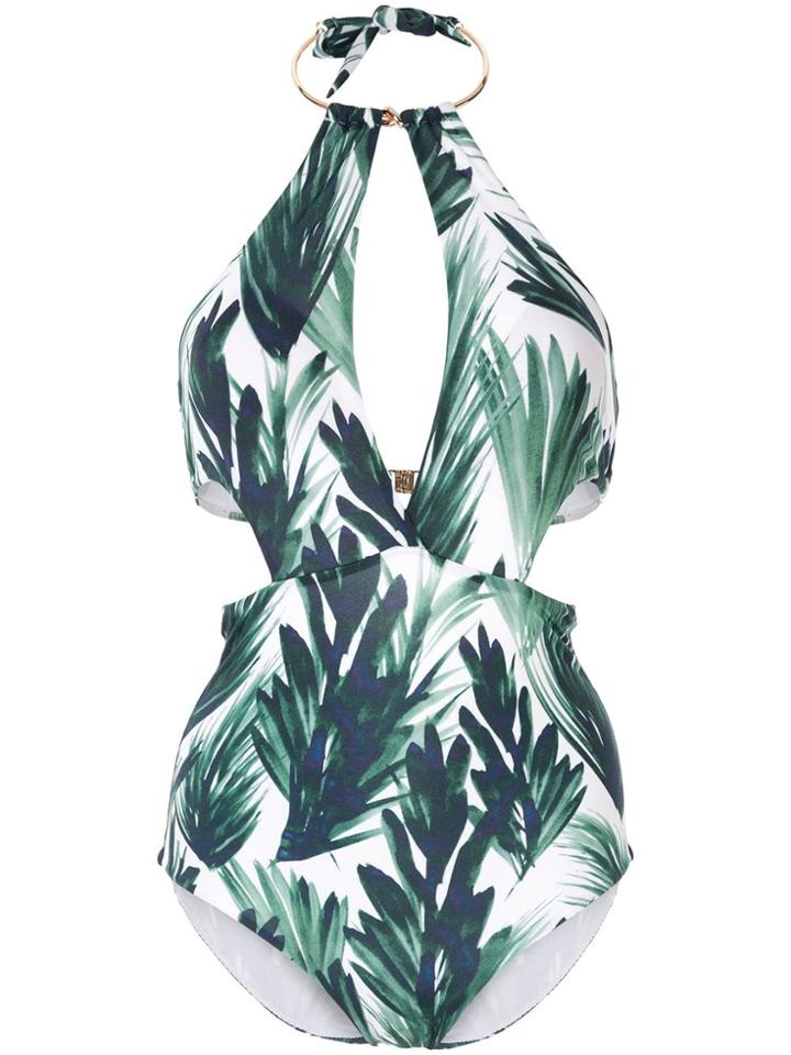 Moeva Leslie Palm-print Swimsuit - White