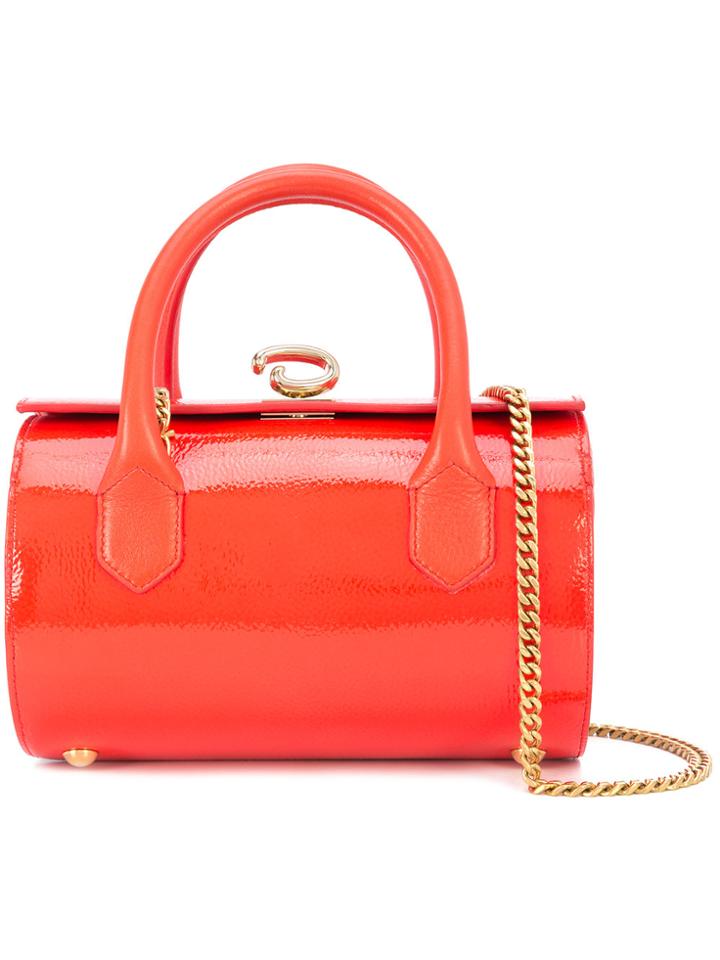 Oscar De La Renta Mini Barrel Crossbody Bag - Red