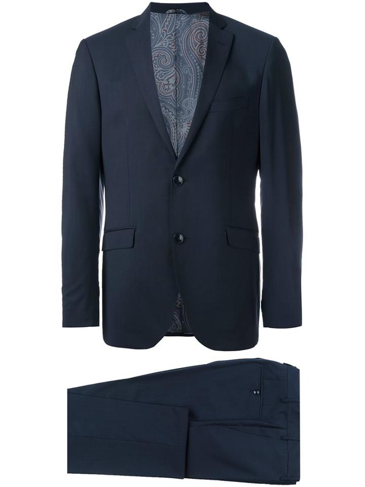 Etro Formal Suit, Men's, Size: 50, Blue, Viscose/wool