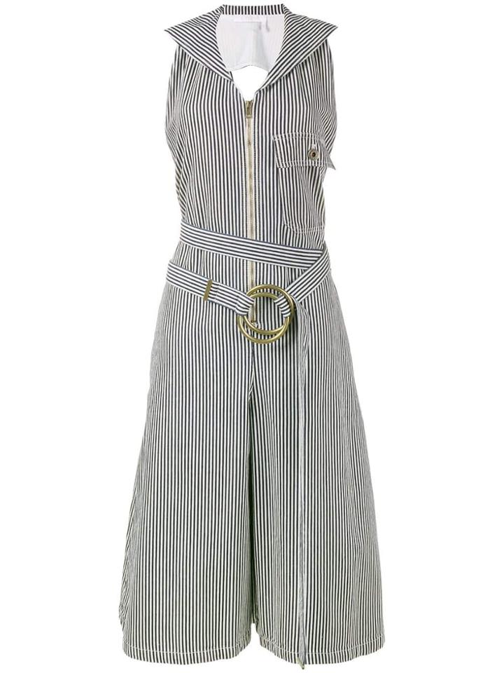 Chloé Pinstriped Dungaree Jumpsuit - Blue