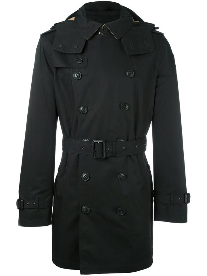 Burberry Double Breasted Coat, Men's, Size: Medium, Black, Cotton/linen/flax/polyester