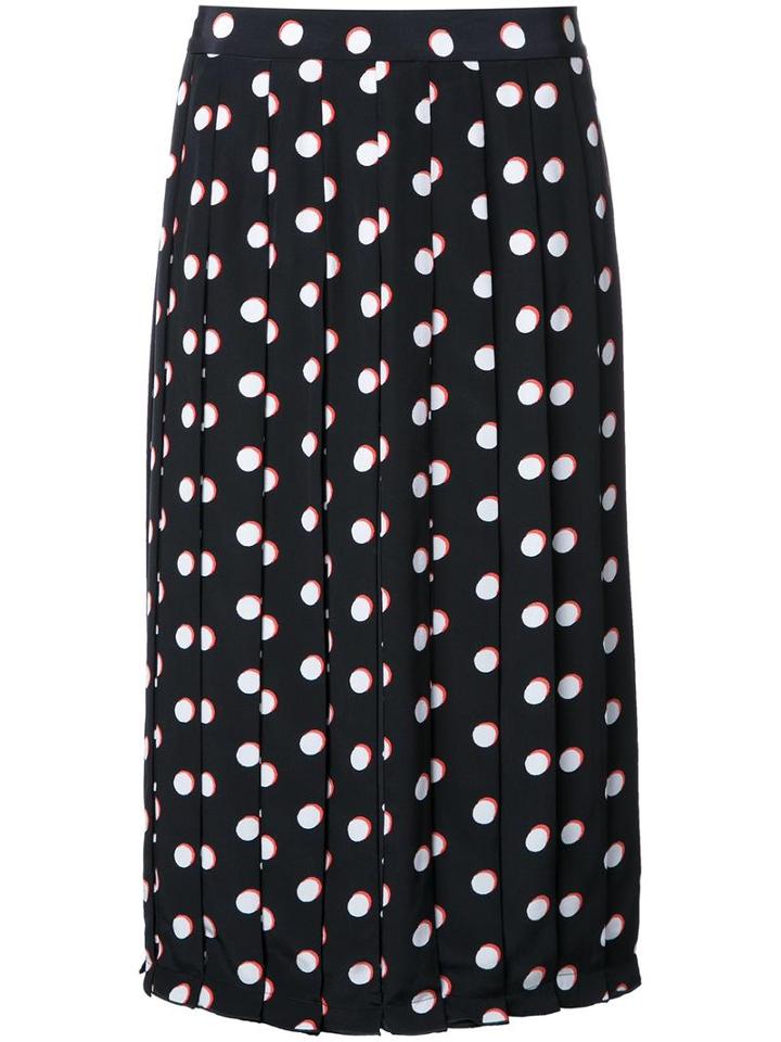 Marc Jacobs Dot Print Pleated Skirt, Women's, Size: 4, Black, Silk