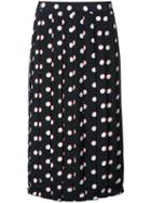 Marc Jacobs Dot Print Pleated Skirt, Women's, Size: 4, Black, Silk