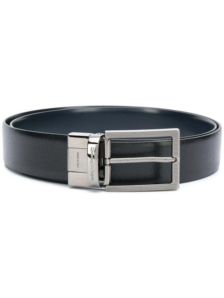 Ermenegildo Zegna Engraved Logo Belt - Black