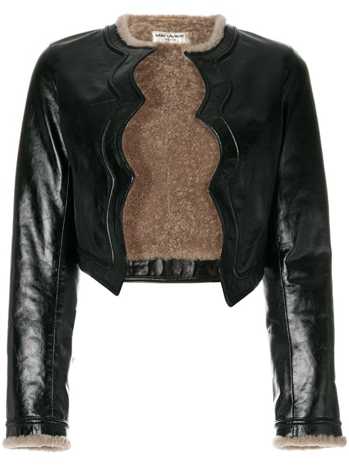 Saint Laurent Shearling Lined Cropped Jacket - Black