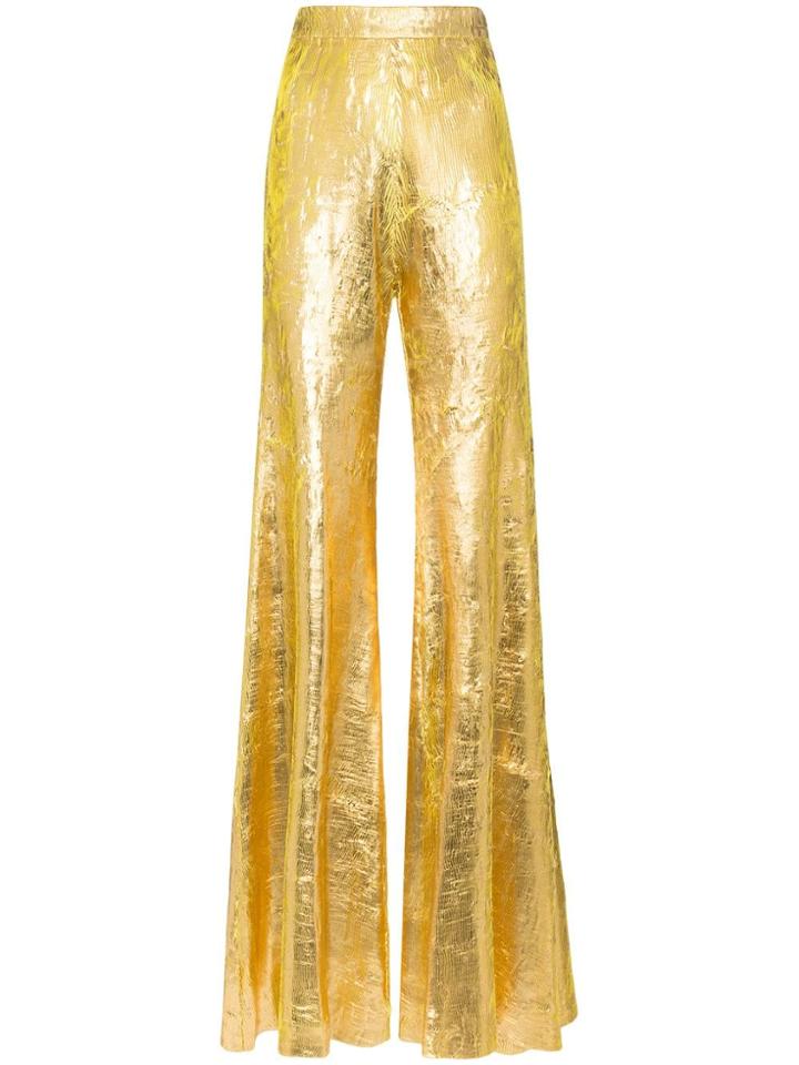 Halpern High-waisted Flared Trousers - Gold