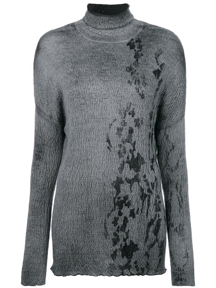 Avant Toi Printed Roll-neck Jumper - Grey