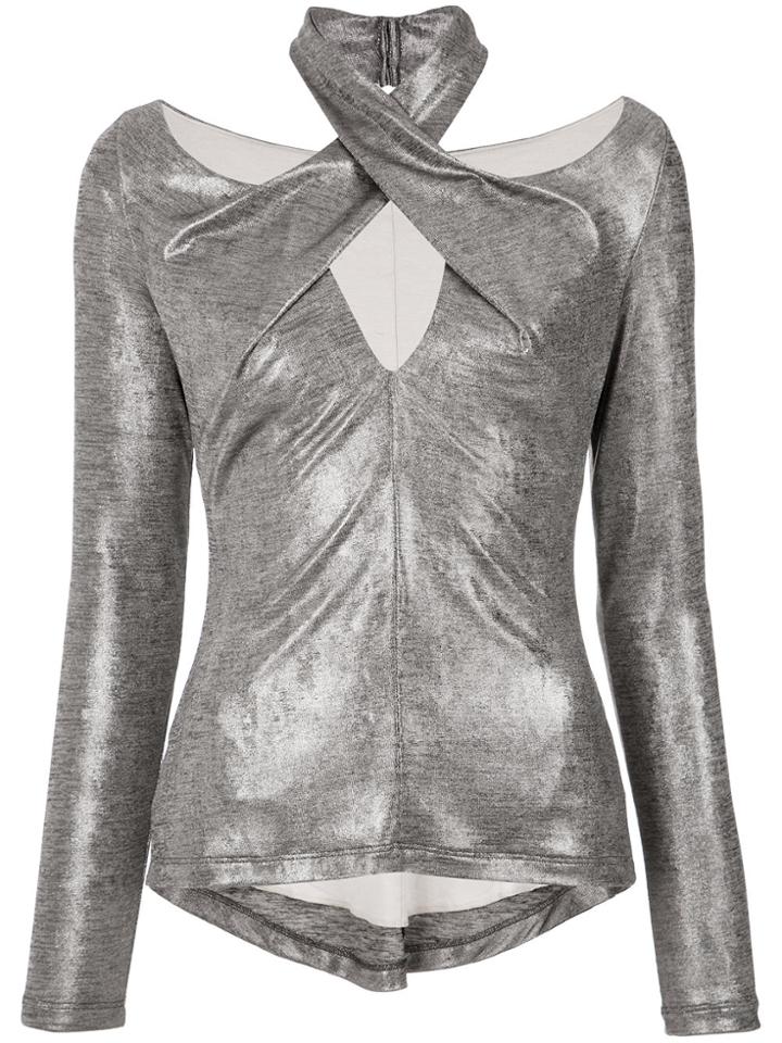 Tufi Duek Wrap Style Top - Metallic