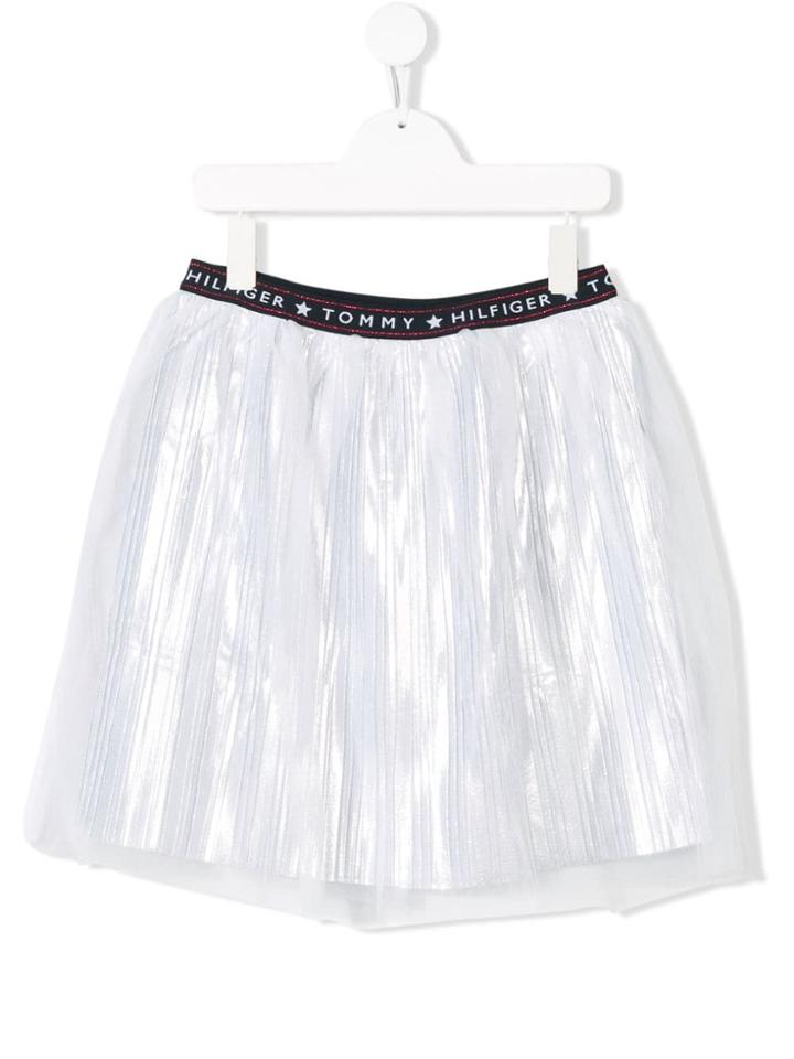 Tommy Hilfiger Junior Embroidered Flared Mini Skirt - White