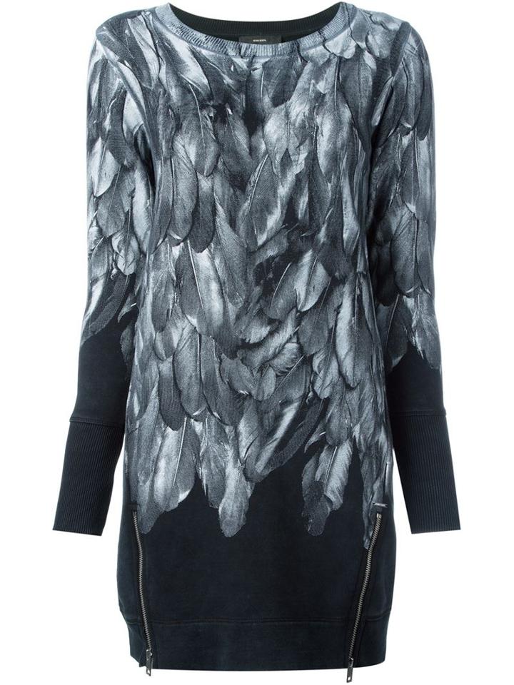 Diesel Feather Motif Sweater Dress, Women's, Size: Small, Black, Cotton