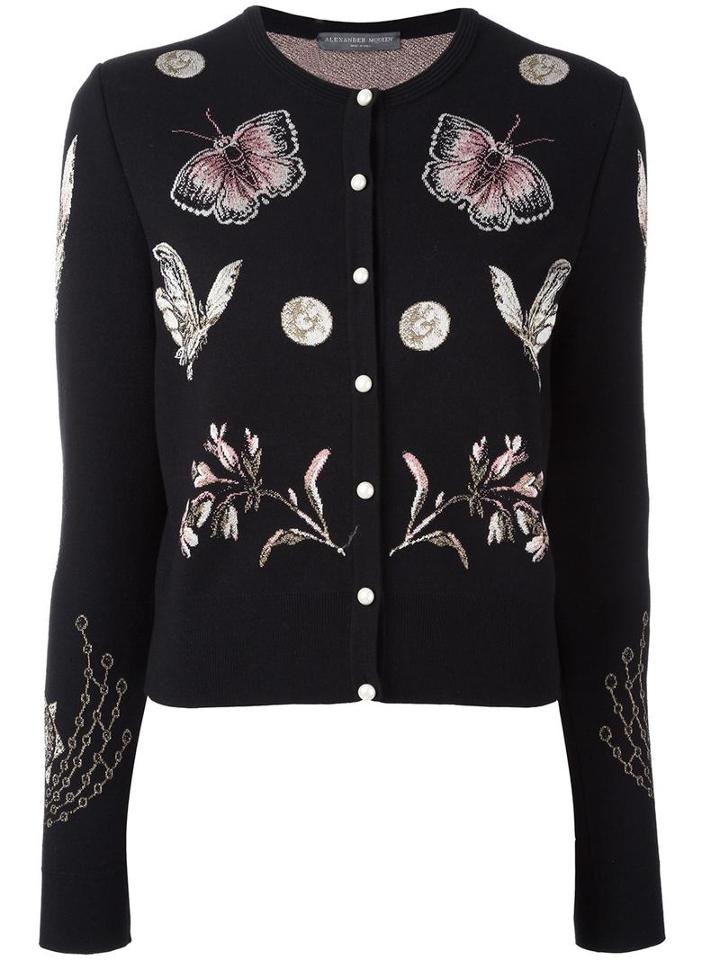 Alexander Mcqueen Obsession Cardigan, Women's, Size: Large, Black, Silk/polyamide/polyester/metallic Fibre