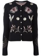 Alexander Mcqueen Obsession Cardigan, Women's, Size: Large, Black, Silk/polyamide/polyester/metallic Fibre
