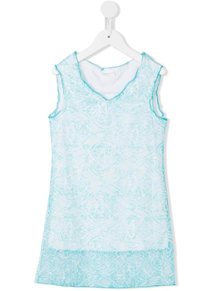 La Perla Kids Baroque Print Dress, Girl's, Size: 8 Yrs, Blue