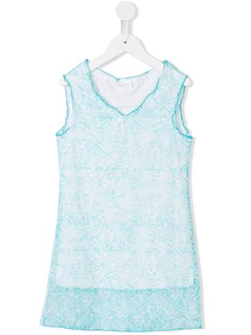 La Perla Kids Baroque Print Dress, Girl's, Size: 8 Yrs, Blue