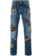 Philipp Plein Patched Jeans, Men's, Size: 33, Blue, Cotton/polyester