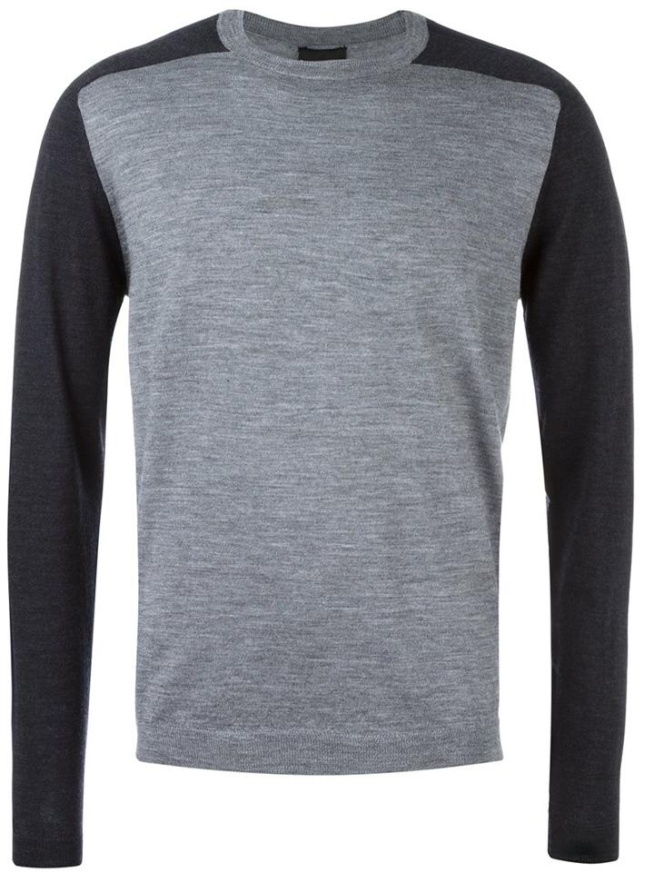 Emporio Armani Bicolour Jumper, Men's, Size: Xxl, Grey, Polyamide/wool